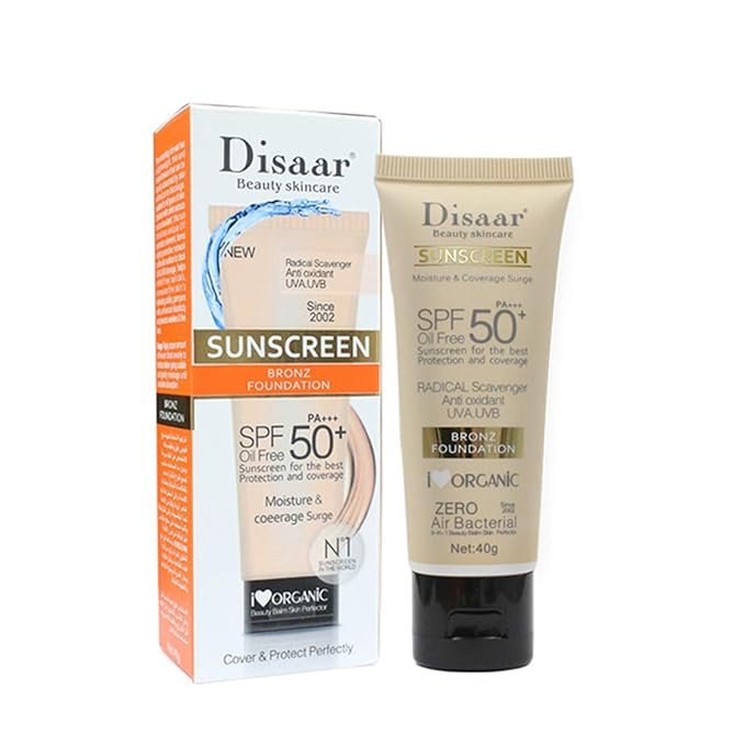 DISAAR BEAUTY Sunscreen SPF 50 PA+++ SPF 50+ Foundation Face Cream Body Skin Protection Anti-Aging Oil Control Moisturizing Care Removes Peeling 40g / 1.41oz