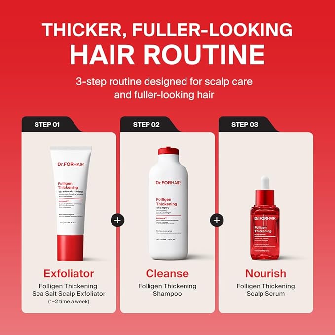 DR.FORHAIR Folligen Thickening Shampoo 16.9 oz | Biotin, Salicylic Acid & Rosemary | Anti-Breakage | Helps Reduce Hair Loss Due to Breakage | Volumizing for Fuller-Looking Hair