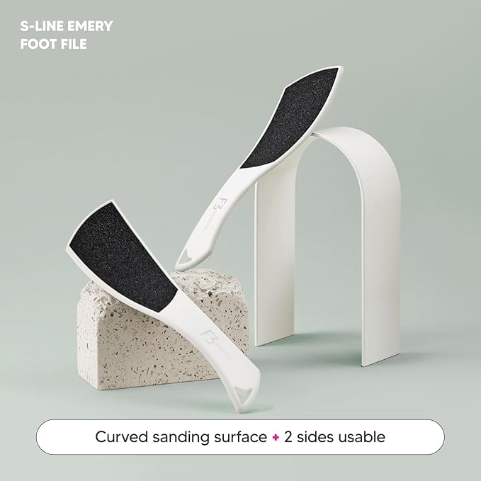 S-Line Emery Foot File, Colossal Double-Sided Pedicure Tool, Effective for Cracked Heel, Ergonomic Design for Easy Grip (2Pcs)
