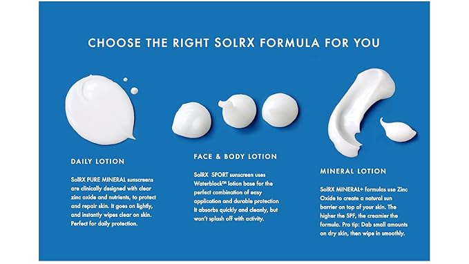 SolRX Pure Mineral SPF 50+ Sunscreen - 3.4oz Zinc Oxide Sunscreen with Vitamin E, Reef Safe, Daily Use for Face and Body