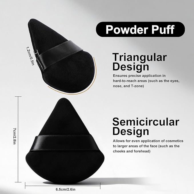 Flat Foundation Brush and Powder Puff Set, Korean Makeup Brush Teardrop Sponge for Liquid Foundation,Premium Face Makeup Brush Sponge for Blending Cream Setting Powder