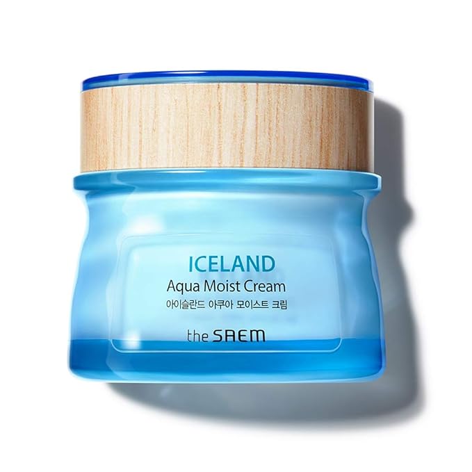 THESAEM Iceland Aqua Moist Cream - Intensive Hydrating Face Moisturizer with Icelandic Mineral Water, Kelp & Marine Active Ingredients - Deep Moisture Barrier Cream for Dry Sensitive Skin, 2.02 oz.