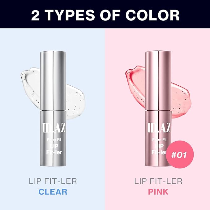 idplacosmetics ID.AZ Face Fit Lip Fit-Ler (Clear) 0.12 fl.oz (3.5 g) — Hydrating, High-Shine Lip Plumper Gloss with Maxi-Lip Peptide Glass-Like Finish, Wear Alone or as Topper Korean Lip Gloss.