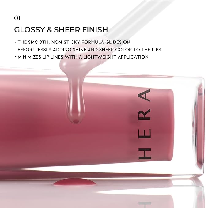 HERA Sensual Nude Lip Gloss #390 WET BERRY | Volumizing Sheer & Glossy Finish, Non-sticky, Moisturizing and Hydrating, Korean Makeup, 0.17 oz. (5g)