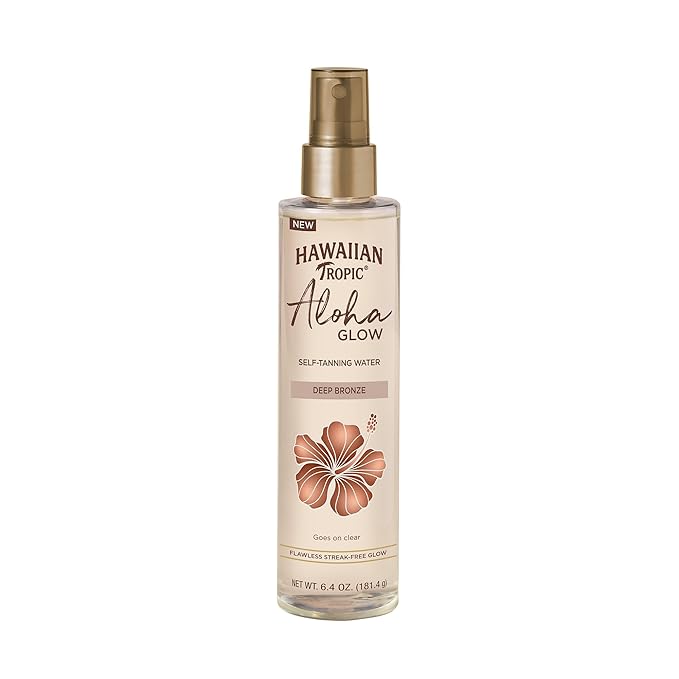 Hawaiian Tropic Aloha Glow Self Tanning Water, 6.4oz, Self Tanner Spray Tan, Fake Tan, Self Tan Water, Sunless Tanner, Self Tanning Spray Body Bronzer, Deep Bronze Tan Self Tanning Mist, 6.4oz