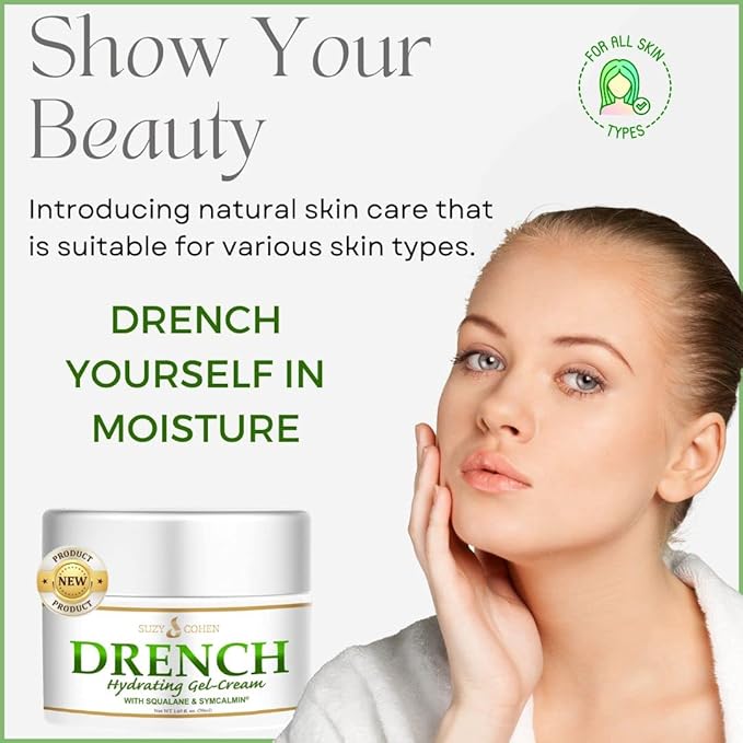 Script Essentials Suzy Cohen Drench Face Cream with Squalane & Aloe – Lightweight, Fast-Absorbing, Fragrance-Free Face Cream 1.69 oz (50ml)
