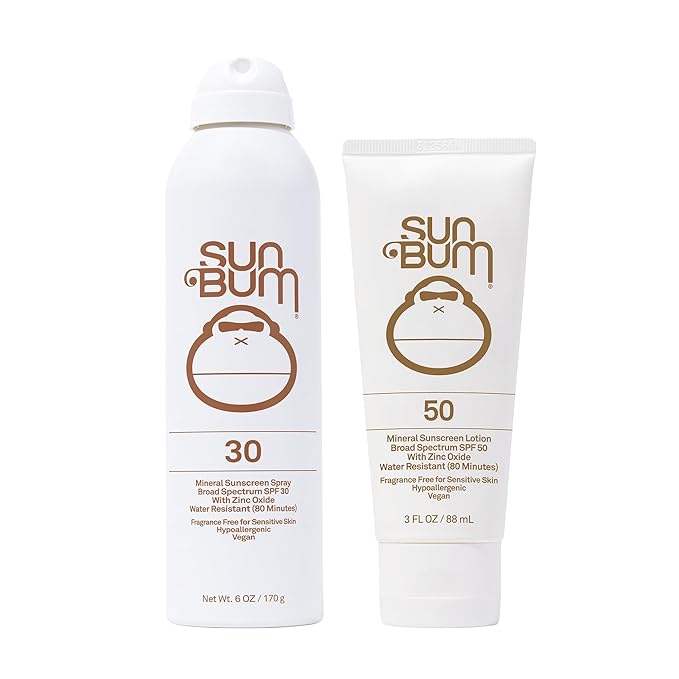 Sun Bum Sun Bum Mineral Spf 30 Sunscreen Spray and Spf 50 Lotion Vegan and Reef Friendly (octinoxate & Oxybenzone Free) Broad Spectrum Zinc Sunscreen With Uva/uvb, 2 Count