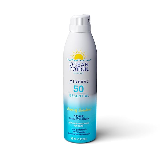 Ocean Potion Mineral Sunscreen Spray SPF 50 - Zinc Oxide Sunscreen Spray for Broad Spectrum UVA/UVB Protection - Lightweight, Water-Resistant Mineral Sunscreen Oxybenzone-Free - 5.5 oz