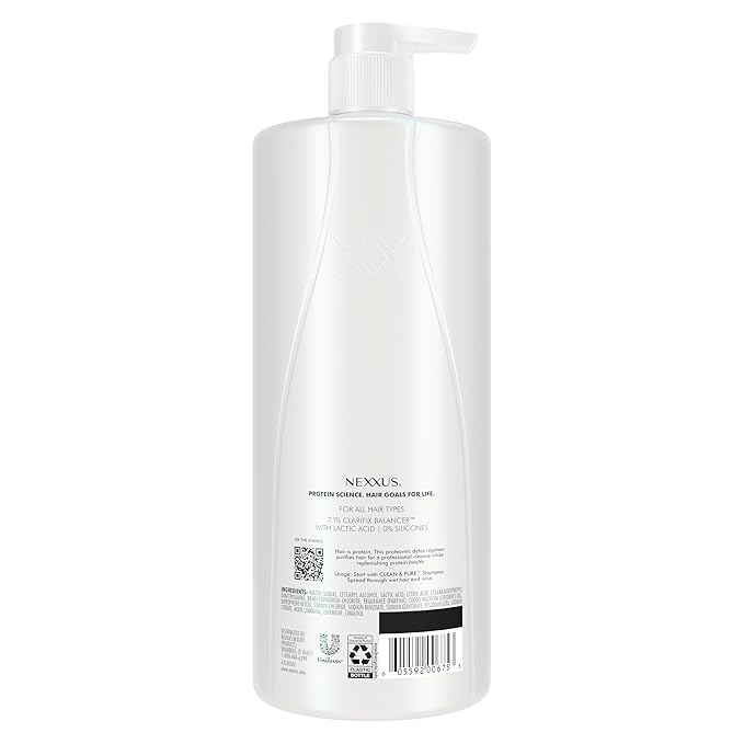 Nexxus Clean & Pure Conditioner for Professional-Level Hair Care Powered by Clarifix Balancer Technology with Lactic Acid 33.8 oz