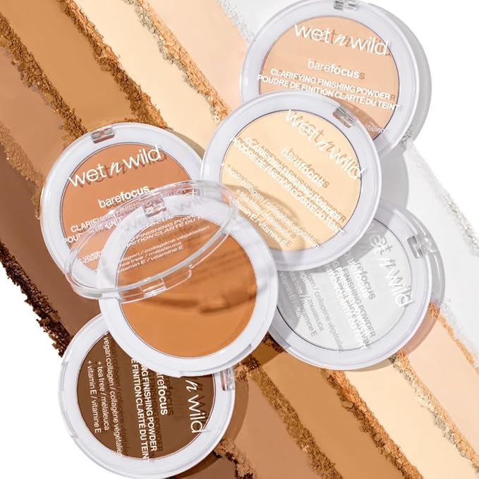 wet n wild Bare Focus Clarifying Finishing Powder | Matte | Pressed Setting Powder Medium-Tan (Pack of 2)