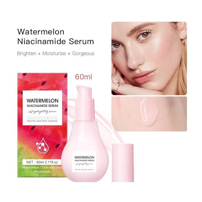 2 Pcs Watermelon Moisturizer Glow Priming Serum,Hydrating & Brighten with Hyaluronic Acid Lightweight Facial Serum.