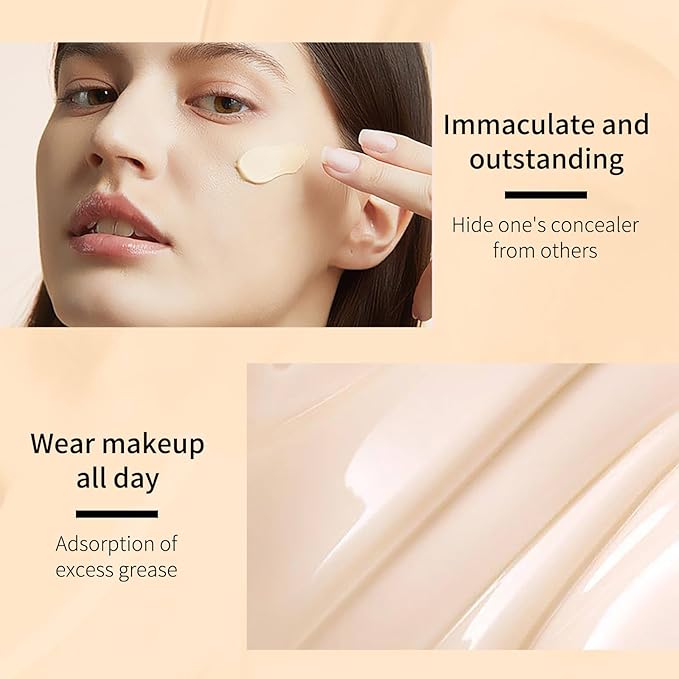 O'CHEAL CC Foundation with SPF 50+, Full Coverage Moisturizer Color Correcting Cream Concealer Powder Foundation, Lightweight Waterproof Oil-Free Pre-makeup Primer for All Skin Types (Ivory)