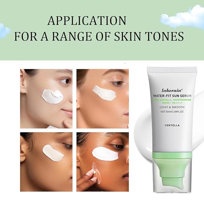 Centella Sunscreen SPF 50,Face Sun Screen Long-Lasting Protection,Madagascar Sunscreen, NO White Cast-Dry Oily Skincare,Moisturizing Non-ticky Centella Water-Fit Sun Serum for All Skin (Green)