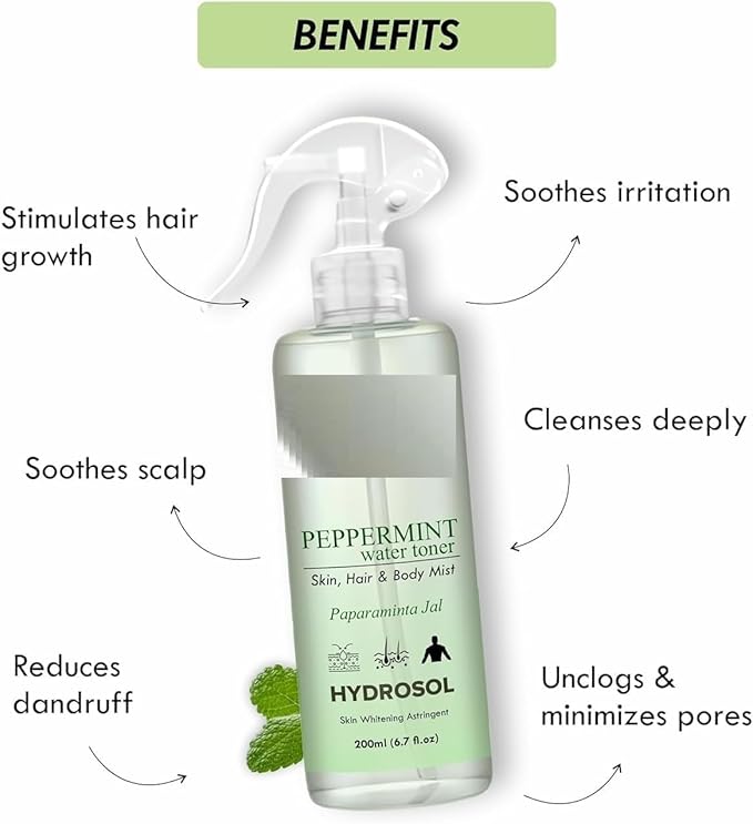 JP Refreshing Peppermint Water/Toner/Mist/Hydrosol Balances & Revitalizes 200ml