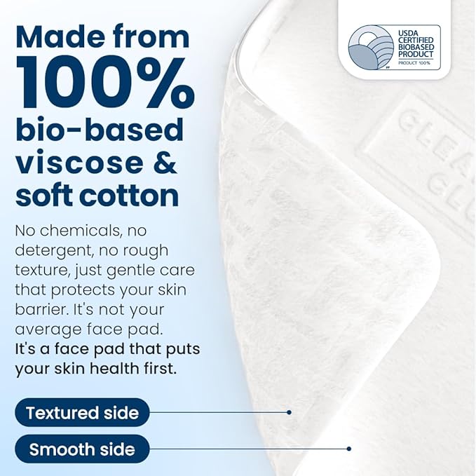 Clean Skin Club Clean² Pads 2.0 [New & Improved Edges] Guaranteed Not to Shed & Tear Face Pads, Unique Triple Layers, Textured & Ultra Soft Side, Organic Disposable Cotton, Pair with Makeup Remover