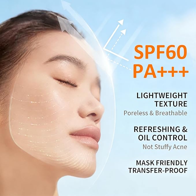 Tinted Mineral Face Sunscreen SPF 60, Tinted Moisturizer with SPF & Hyaluronic Acid, Mineral Sunscreen for Dry Sensitive Skin, Against UVA and UVB Rays, Ultra-Lightweight, Non-Greasy