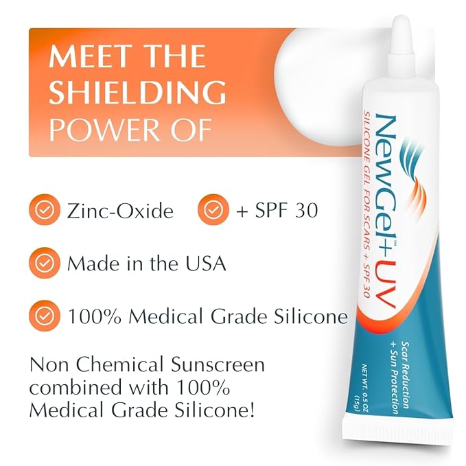 MyNewGel Plus UV Advanced Silicone Scar Gel | Old & New Scars | SPF30 Mineral non-chemical Sunscreen | Ideal for Protecting Scars | Harmful Ultraviolet Rays, 15g (0.5 oz)
