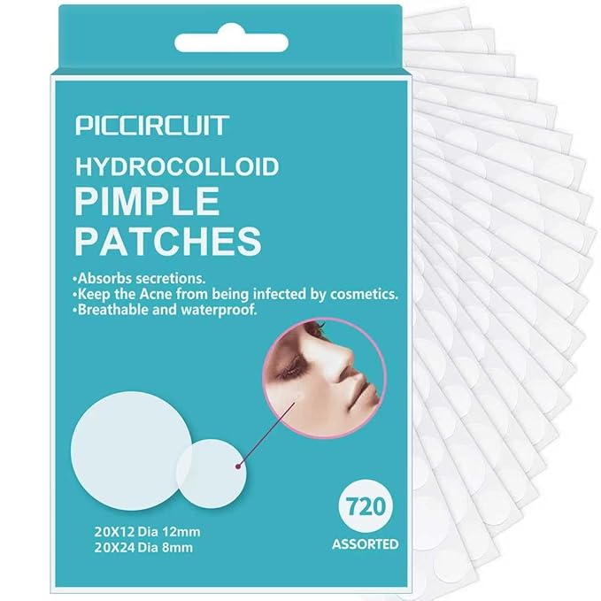 PICcircuit 720 Counts Pimple Patches for Face Hydrocolloid Acne Patches for face Invisible Zit Patches Pimple Patch Acne Spot Treatment Patch Blemish Patches Cover Patches Stickers