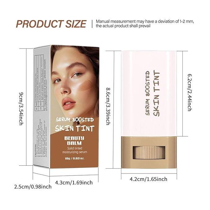 Beauty Balm Serum Boosted Skin Tint, Foundation Makeup Stick Hydrating Tinted Moisturizer, Lightweight and Buildable Solid Tinted Hydrating Serum Foundation Contour Stick, Natural Finish(02#)