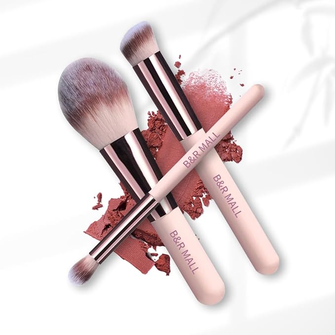 B&R MALL Makeup Brush Set with LED Mirror – Supper soft Brushes for Flawless Foundation, Concealer, Eyeshadow & More | Lightweight, Versatile, Perfect for On-the-Go Touch-Ups (Champagne Gold)