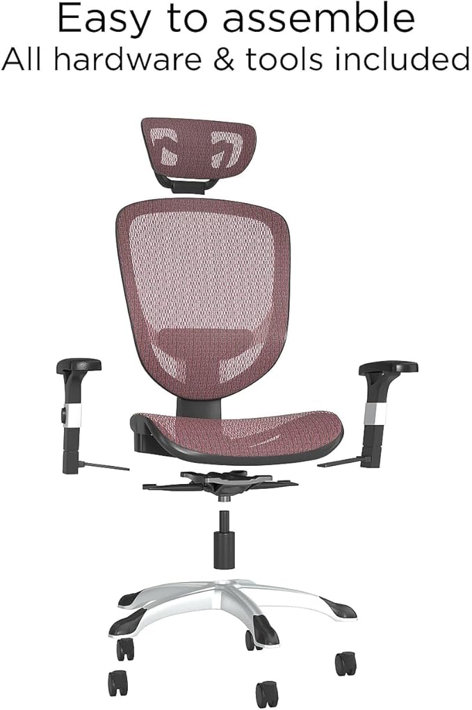 STAPLES Hyken Ergonomic Task Chair, Mesh, Ergonomic, Lumbar Support, Swivel, Maroon