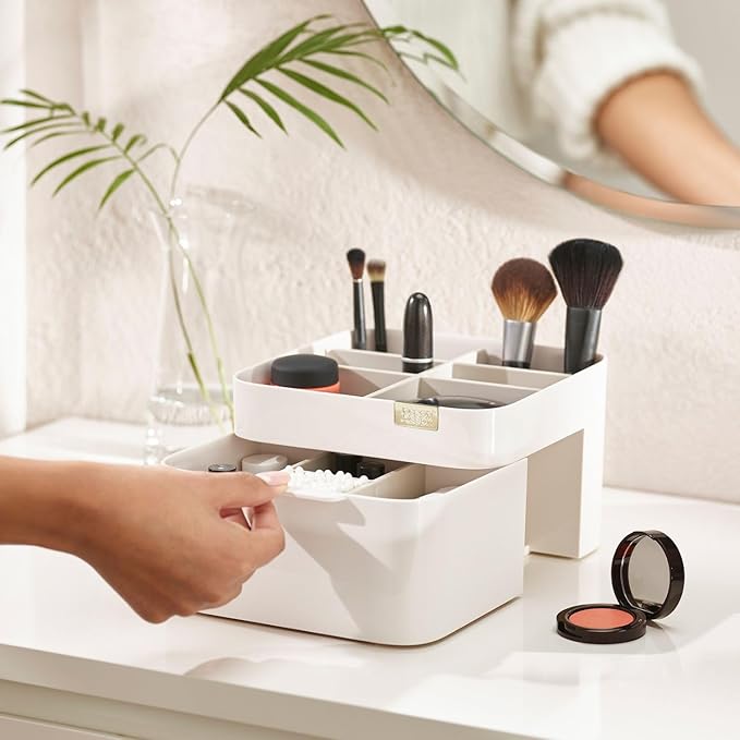 Joseph Joseph 75004 Viva Makeup Cosmetic Storage Organizer with Drawer, Medium, Shell