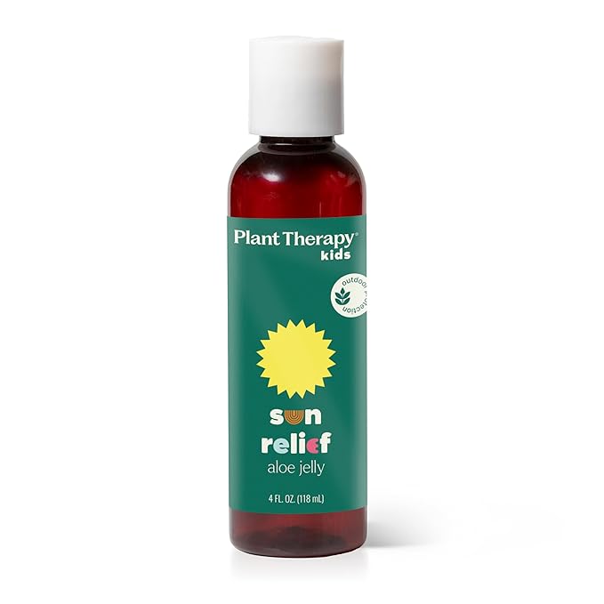 Plant Therapy Kids Sun Relief Aloe Jelly 4 oz & Kids Shield Me Pests Away Spray 8 oz