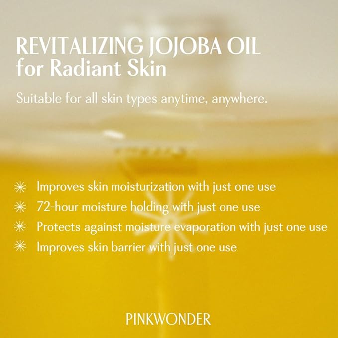 PINKWONDER USDA Organic Jojoba Oil | 100% Pure, Cold-Pressed Oil for Face & Facial Care, Gua Sha | Non-Greasy Korean Skin Care for Women 1.69oz (50ml)