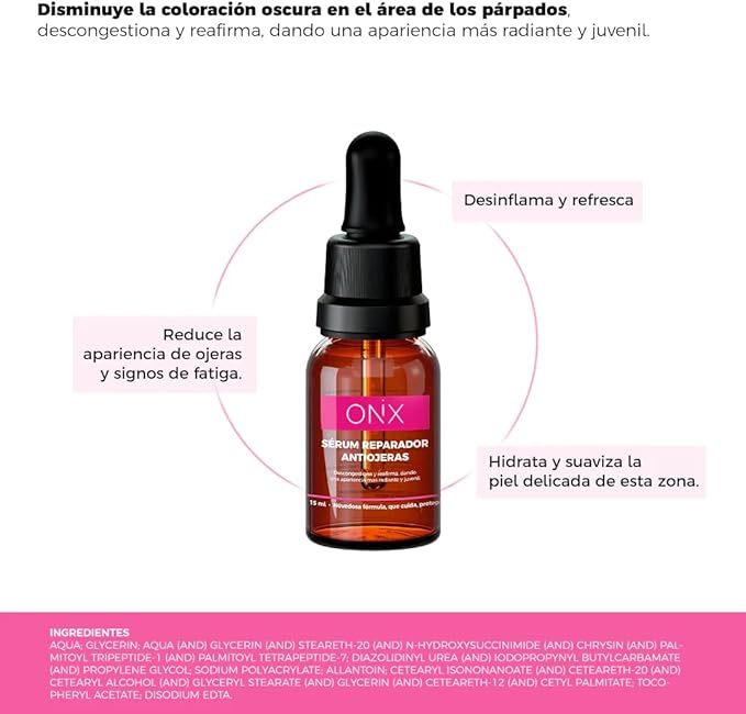 Onix Skincare 2 Pack Tone-Evening Toner serum antiojeras Dark Circle Caffeine solution15ml - Crema Hidratante 60ml Dry Skin Libre de Fragrance Free Onix cuidado Facial Colombia