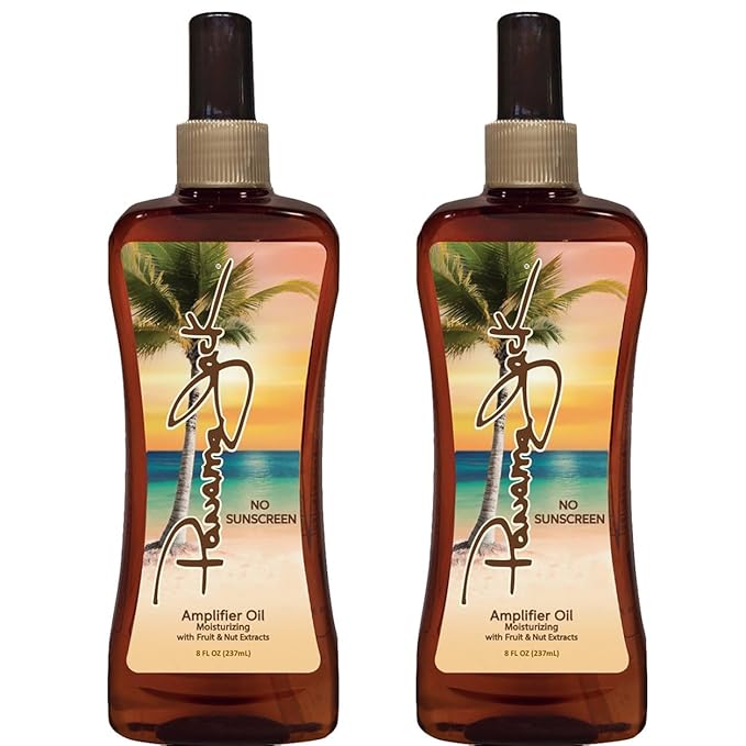 Panama Jack Amplifier Suntan Oil - Contains No Sunscreen Protection (0 SPF), Light Formula with Exotic Oils, Fruit and Nut Extracts, Tropical Fragrance, 8 FL OZ