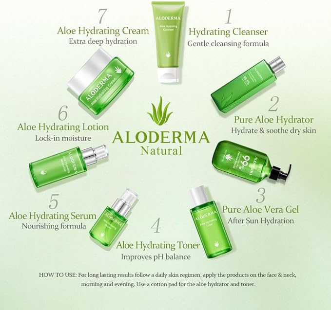 Aloderma Aloe Vera Toner Set, 2 Pieces - Hydrating, Firming Toners