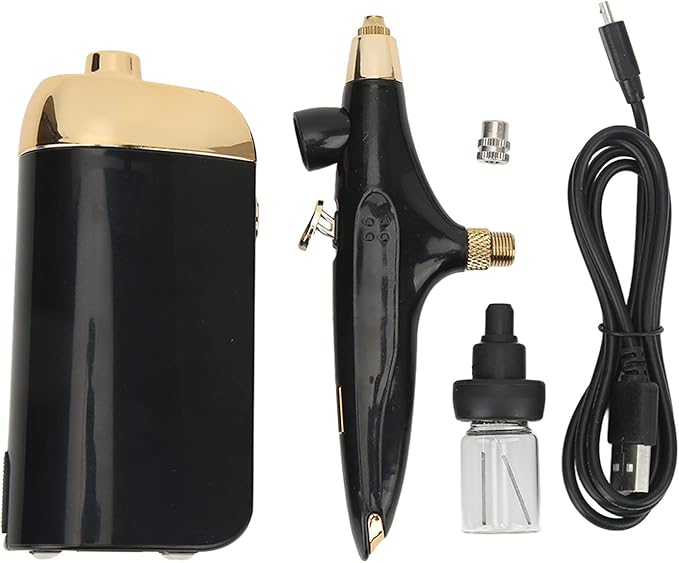 Respicefinem Oxygen Facial Airbrush Portable Makeup Skin Care Toner Nano Mist Sprayer Device Lady Gifts Black Set with Fine Atomization Non Slip Material Cordless Portable (Black)
