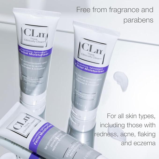 CLn® Facial Moisturizer - Soothes & Calms Skin, Helps Reduce Appearance of Redness, Locks in Moisture without Clogging Pores, Dermatologist & Clinically Tested, 3.4 oz. (Pack of 2)