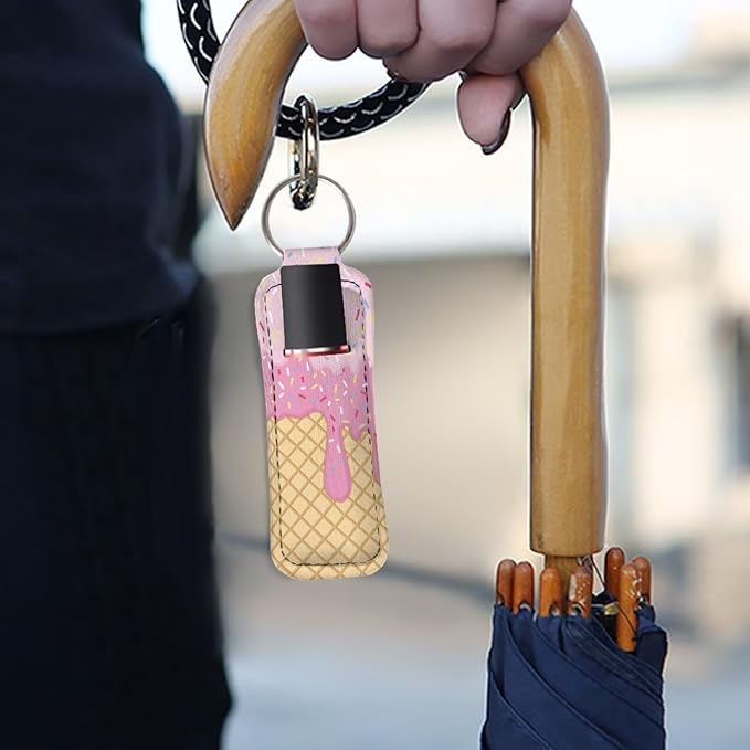 Lipstick Holder Keychain, Cute Keychains for Lip Balm Holder, Neoprene Lipstick Sleeve Pouch for Women Men Teens