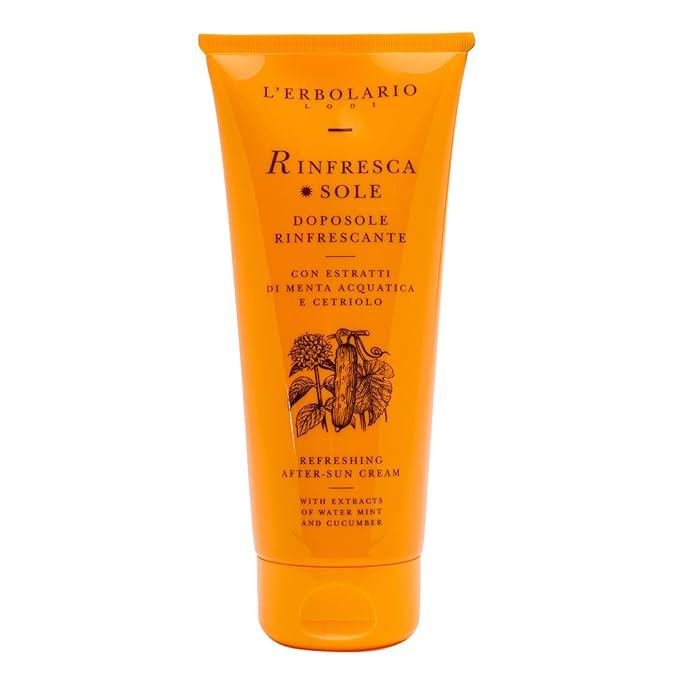 L'Erbolario Rinfresca Sole Refreshing After-Sun Cream - Light Texture - With Extracts Of Water Mint And Cucumber - Protective And Emollient Properties - Skin Is Left Nourished And Refreshed - 6.7 Oz