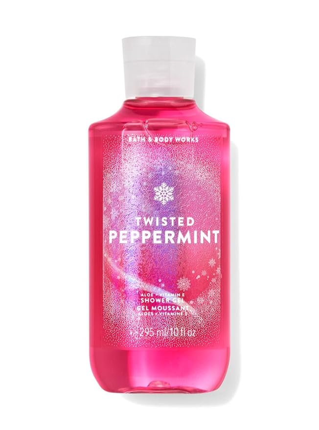 Bath and Body Works Gift Set of 10 oz Shower Gel and 8 oz Lotion (Twisted Peppermint)