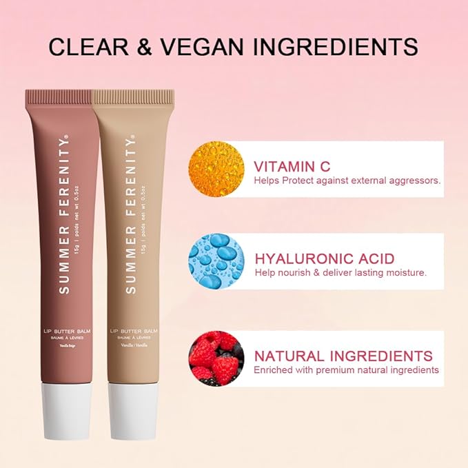 Summer Tinted Lip Butter Balm - Conditioning Lip Mask,Ultra-Hydrating,Instant Moisture, Shine,Hydration - Sheer-Tinted,Soothing Lip Care - Pink Sugar (0.5 Oz)