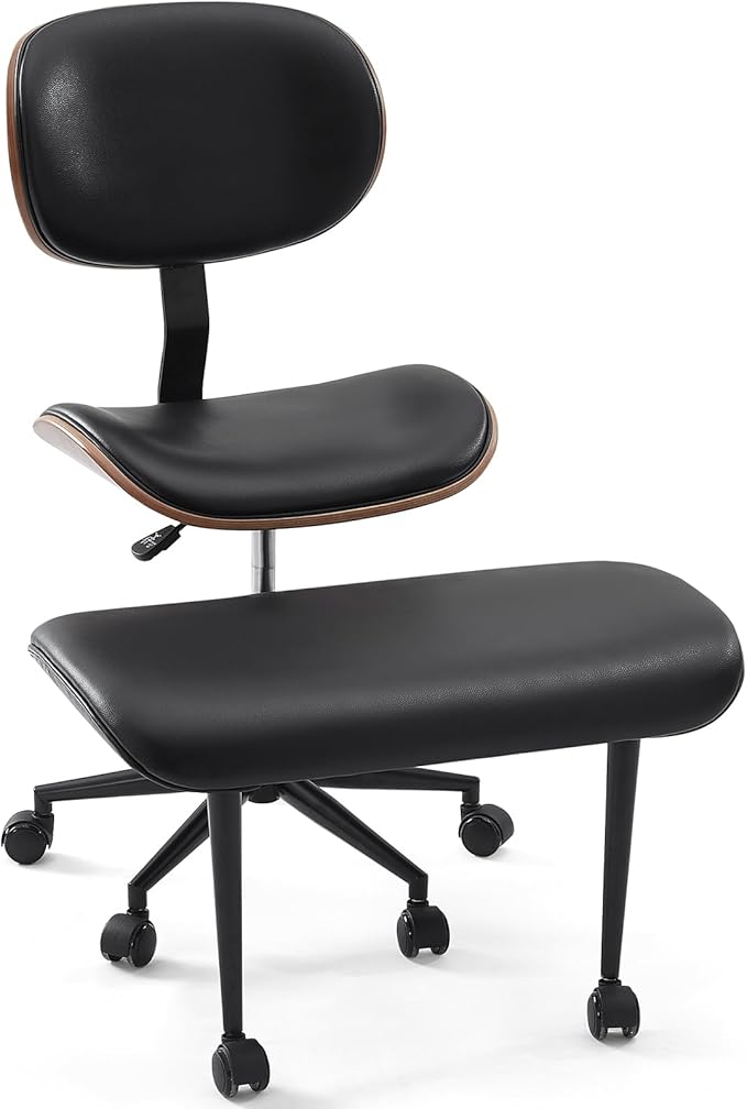 Bestier Cross Legged Office Chair with Wheels, Ergonomic Wide Meditation Chair for Adults up to 300 lbs, 360° Swivel Seat for ADHD, Strong Lumbar Support for Kneeling Meditation Black PU Leather
