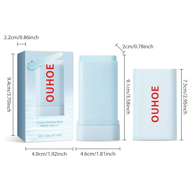 Mineral Sunscreen Stick with Zinc Oxide SPF 50+, Face Sunscreen Stick, Transparent Texture, Moisturizing and Refreshing, Non-Sticky, Comfortable Skin Feel, Easy to Apply, Waterproof