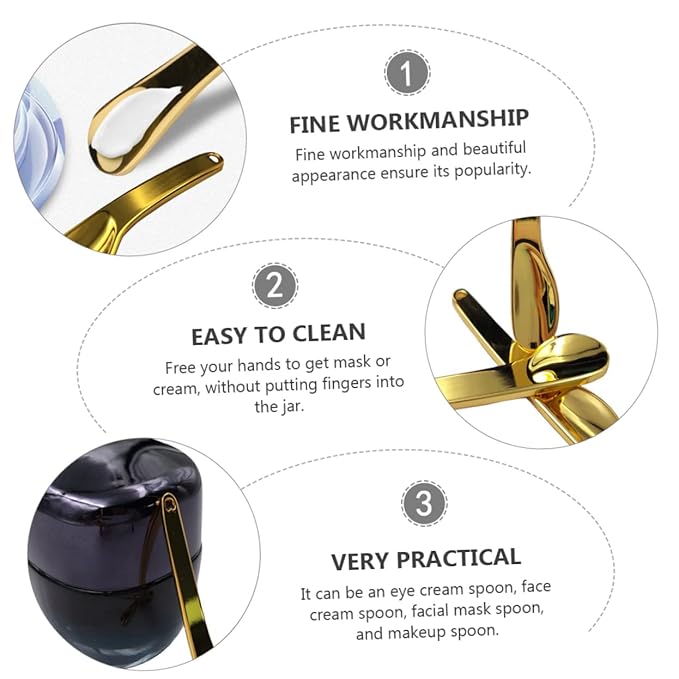 HEALLILY 5pcs Makeup Supply Zinc Alloy Face Cream Eye Cream Spoon for Skincare Golden Facial Mask Scoop Travel-friendly Design