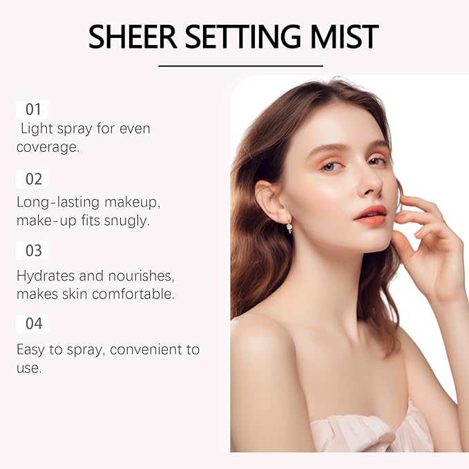 Sunglaze Sheer Setting Mist Sunscreen SPF 50, Broad Spectrum Shimmering Body Oil Mist, Hydrating Makeup-Friendly Glow Spray, Reef-Safe, Non-Greasy & Fast-Absorbing for Face & Body (1)