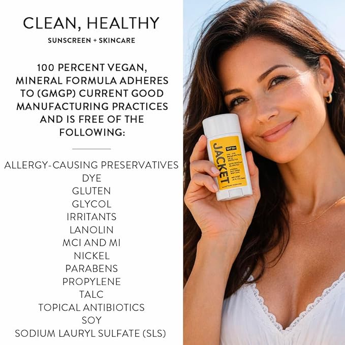 SPF 50+ Mineral Sunscreen Stick for Face & Body, Broad Spectrum UVA/UVB Protection, Water-Resistant Non-Comedogenic Sunblock, Vegan Zinc Oxide Formula with Moisturizing Oils, Travel-Friendly Solid SPF