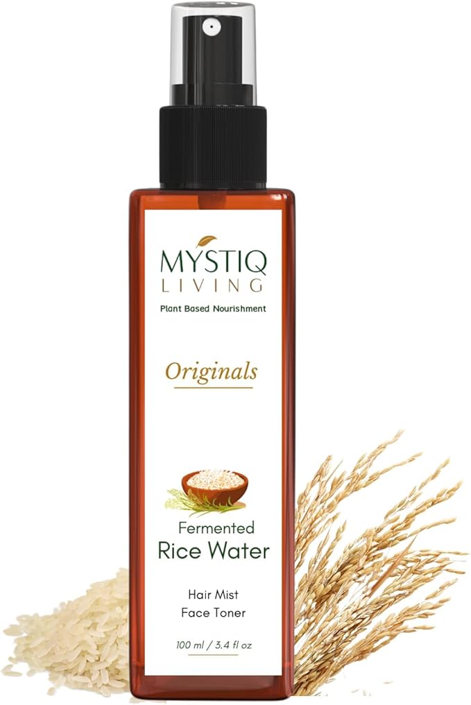 Mystiq Living Fermented Rice Water Toner Spray | 100% Pure Organic Doon Basmati Rice | Quick Absorbing & Non Sticky for Korean Glass Skin | for All Skin Types