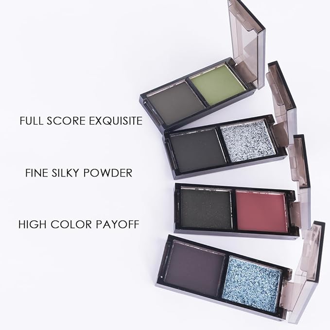 Wine Red Black Two Color Matte Shimmer Eyeshadow,Bright Eye Shadow Powder,Professional Long-Lasting Waterproof Makeup Palette,Easy-To-Apply and Compact for Travel