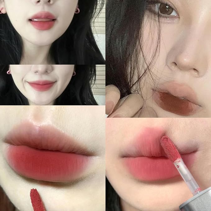 4 Colors Matte Liquid Lipstick Set,Velvet Smooth Korean Lip Gloss,Waterproof Non-Stick Cup Long Lasting Lip Clay,Matte Nude Lip Stain Makeup Gift Kit for Women