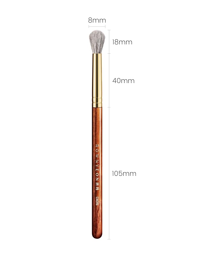 Desert Oak Series BlendFluff Crease Blender - Natural Goat Hair Eyeshadow Brush for Soft Blending, Luxury Bubinga Wood Handle (CM 201)