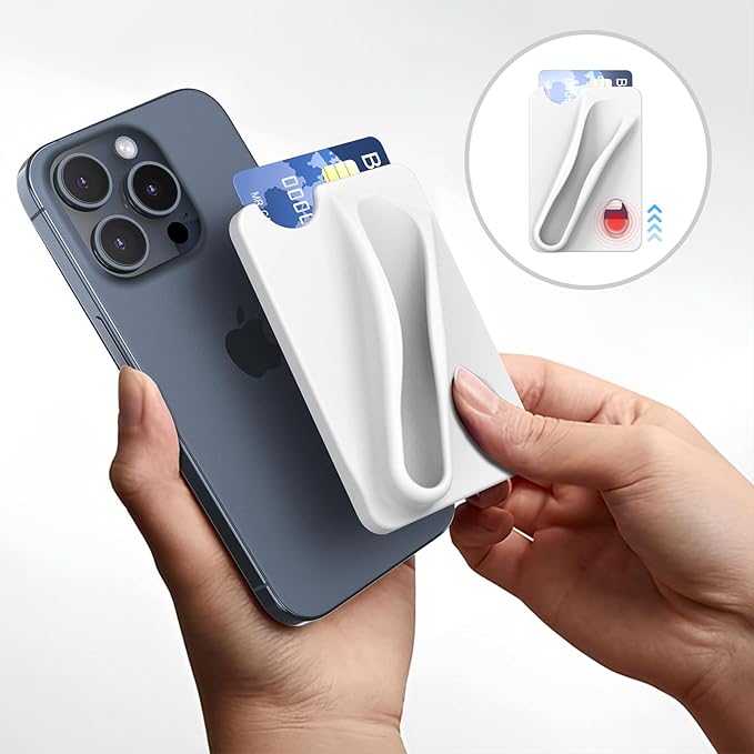 DOB SECHS Silicone Lip Holder with Card Holder Compatible with Lipstick Lip Glaze Phone Case Back Stick On Holder for iPhone and Android Smartphones （Grey, Small）