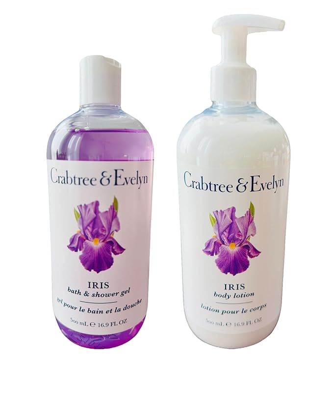Crabtree & Evelyn Iris Bath Set Shower Gel and Body Lotion Duo