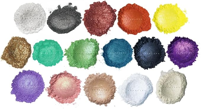 MARBLERS Mica Powder Colorant Set [Pearl 16 Color Set] |Cosmetic Grade | Epoxy Resin Pigment | Dye | Non-Toxic, Vegan, Cruelty-Free | Lip Gloss, Nails, Body Butter, Bath Bomb, Candle & Soap Making