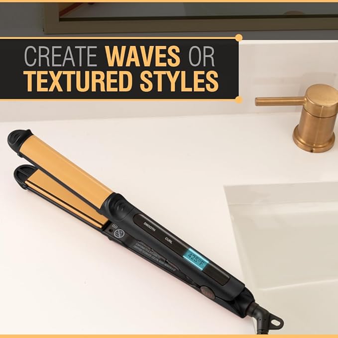 CHI Tourmaline Ceramic 3-in-1 Multi Styler, Curl & Wave Styling Iron For Shiny, Frizz-Free Hair, Auto Shut-Off, 0.75" Plates, 1" Barrel, Onyx Black